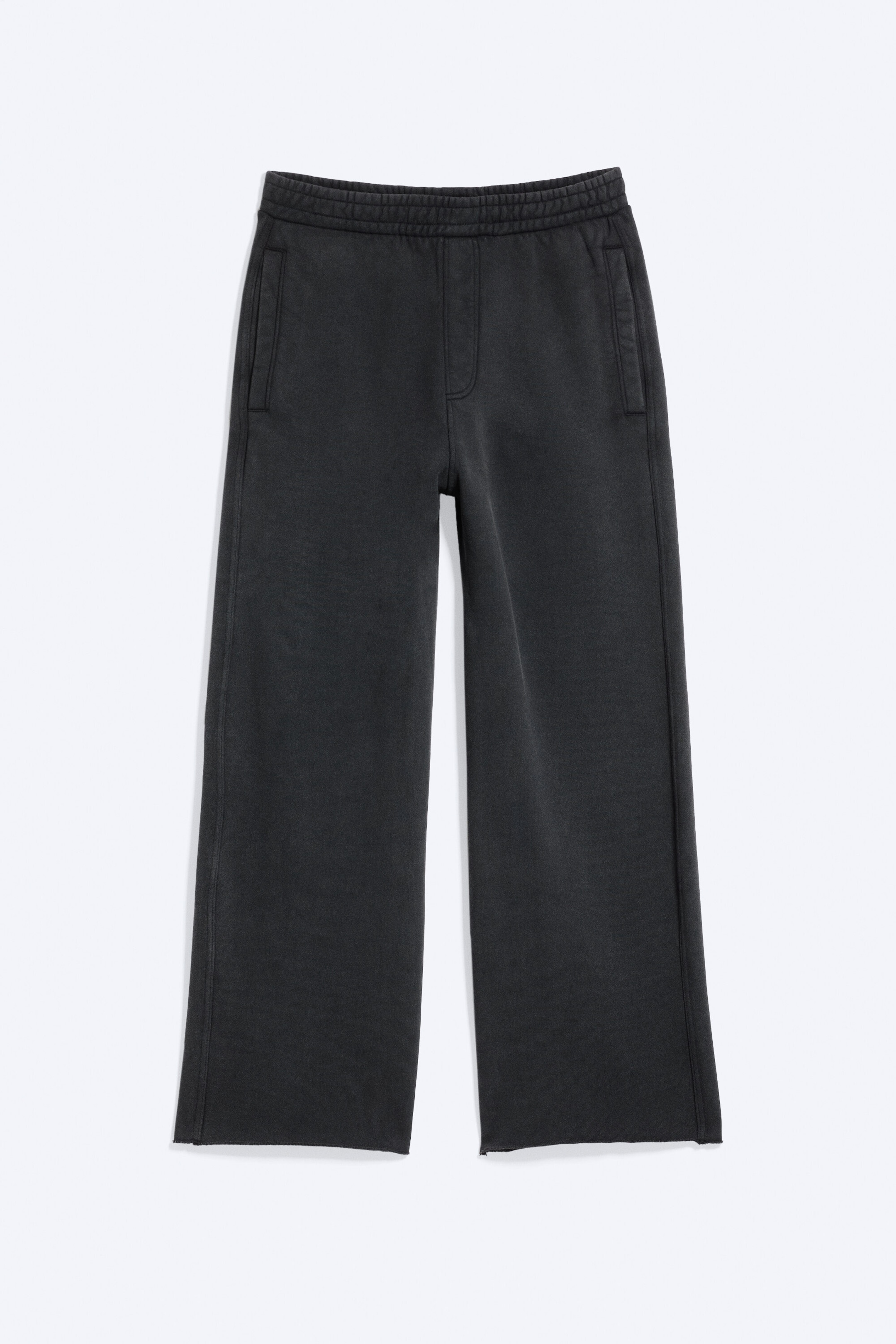 Schwarz - Weite Sweatpants mit mittlerem Bund und Waschung - 4