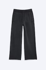 Schwarz - Weite Sweatpants mit mittlerem Bund und Waschung - 4