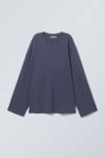 Mörkblå - Soft Oversized Long Sleeve Top - 0