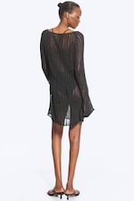 Dark Grey - Knitted Long-Sleeved Dress - 3