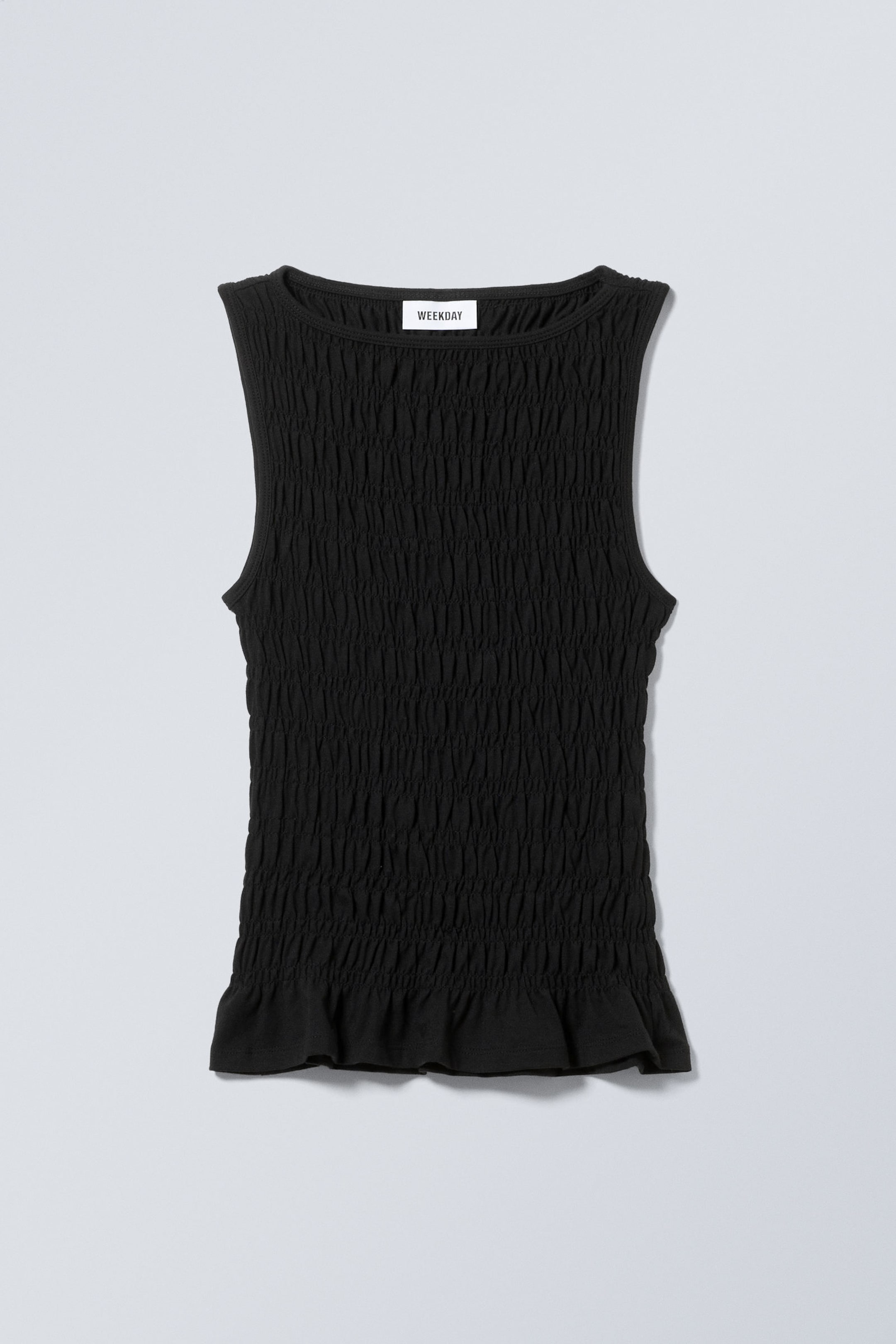 Black - Annie Smocked Boat-Neck Top - 0