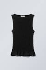Black - Annie Smocked Boat-Neck Top - 0