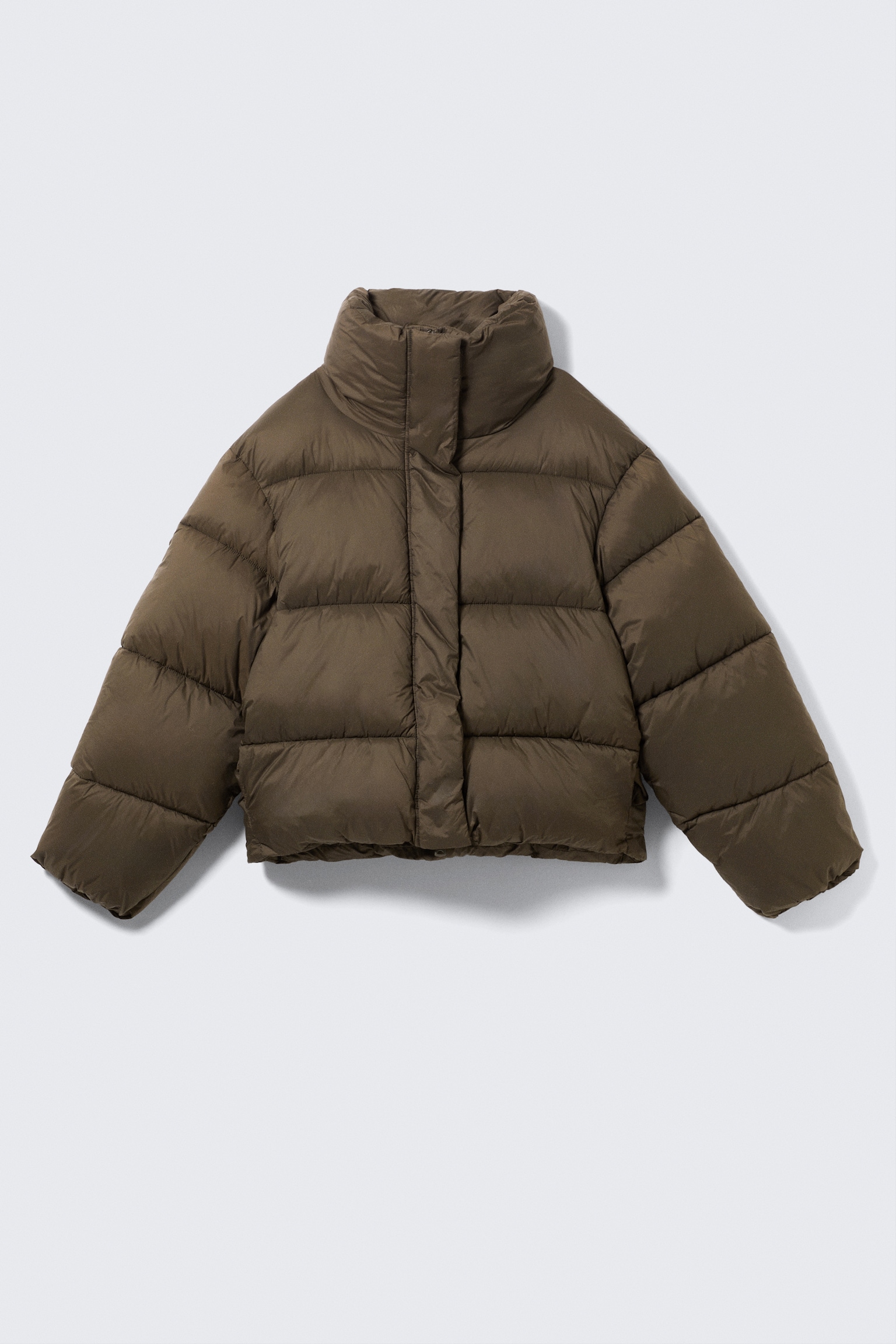 Short Oversized Puffer Jacket - Dark Brown/Black - 2