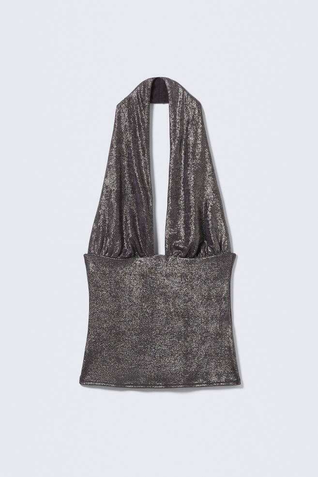 Deep Shimmer Halterneck Top - Dark Grey Shimmer - 1