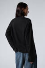 Schwarz - Boxy Longsleeve aus Baumwolle - 2