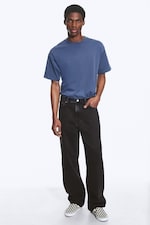 Tuned Black - Black - Galaxy Mid Rise Loose Straight Unisex Jeans - 1