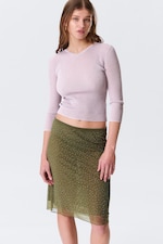 Lichtroze - Slim gebreide trui met V-hals - 0