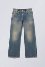 Steel Blue - Mittelblau - Ample Low Waist Loose Wide Jeans - 0