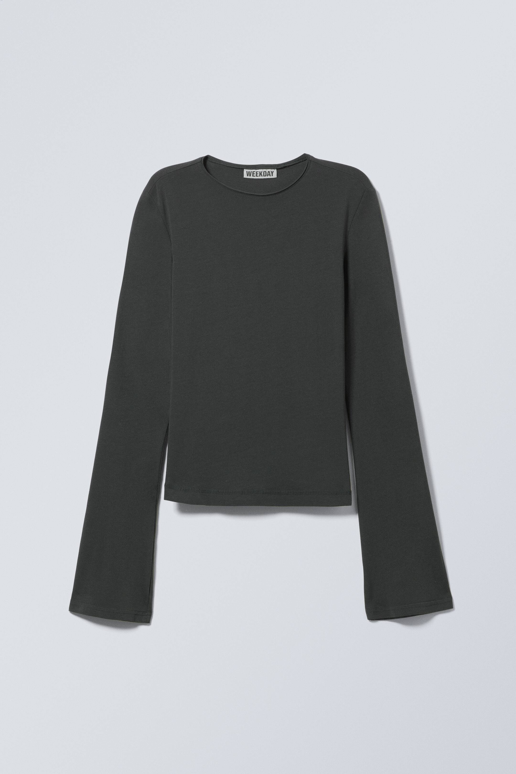 Größeres Bild ansehen: Longsleeve aus Baumwolle - Verwaschenes Schwarz - Ladies | H&M DE 1