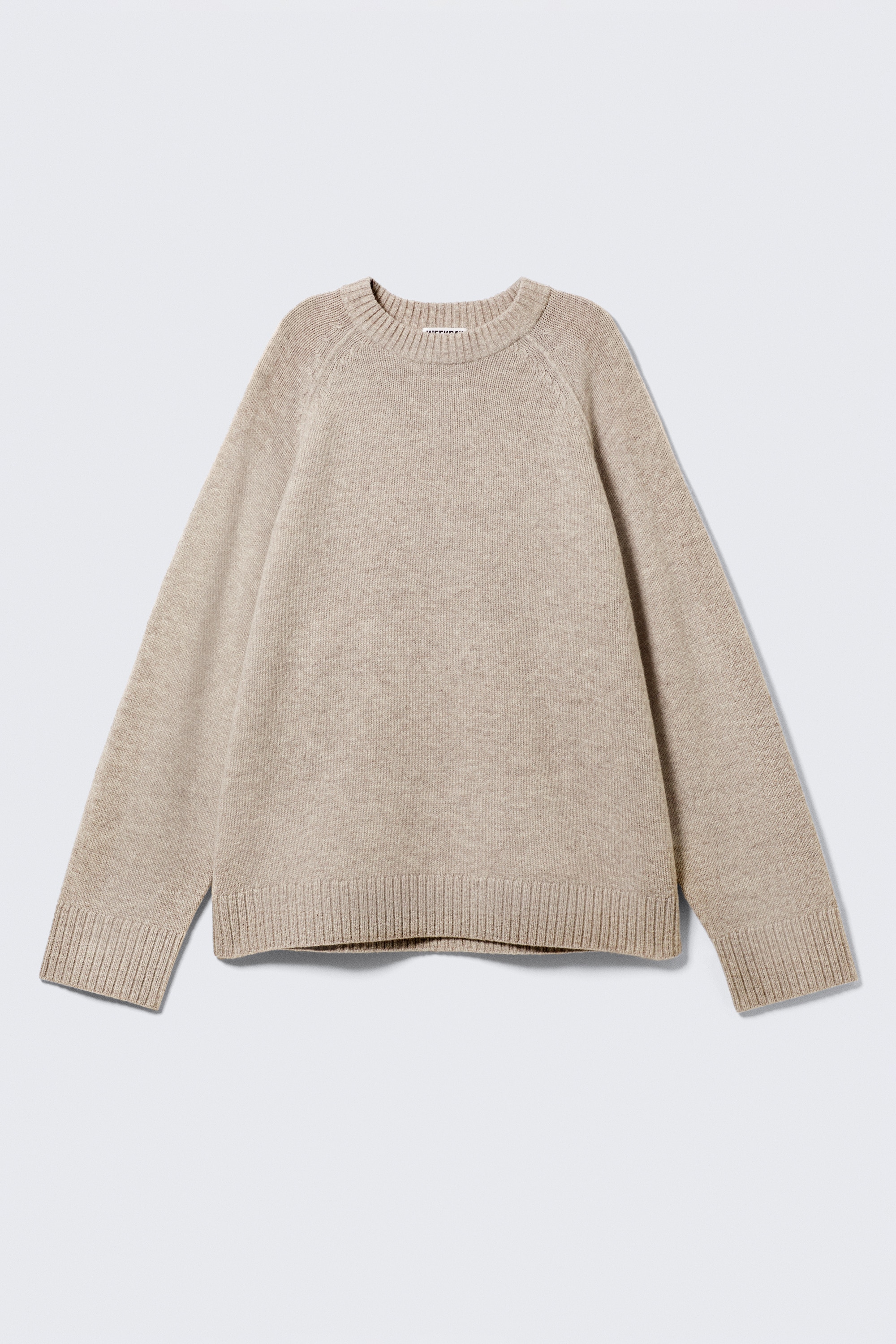 Lässiger Strickpullover aus Wolle - Helles Graubraun meliert/Dunkelbraun meliert