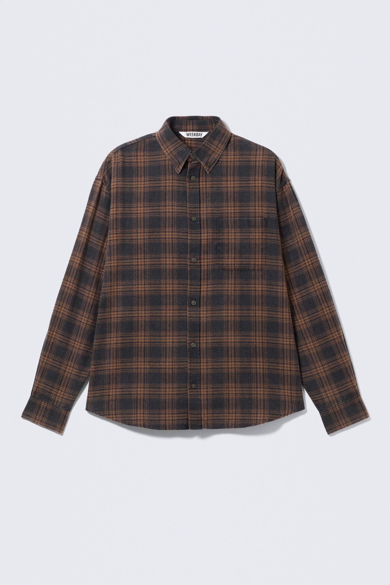 Chemise en flanelle boutonnée à carreaux délavés - Bleu marine/orange délavé à carreaux/Gris délavé à carreaux