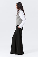 Black - Low Flared Suit Trousers - 2