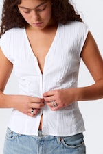 White - Sleeveless Crinkle Top - 2