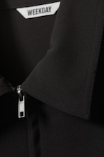 Black - Sleeveless Mini Suiting Zip Dress - 1