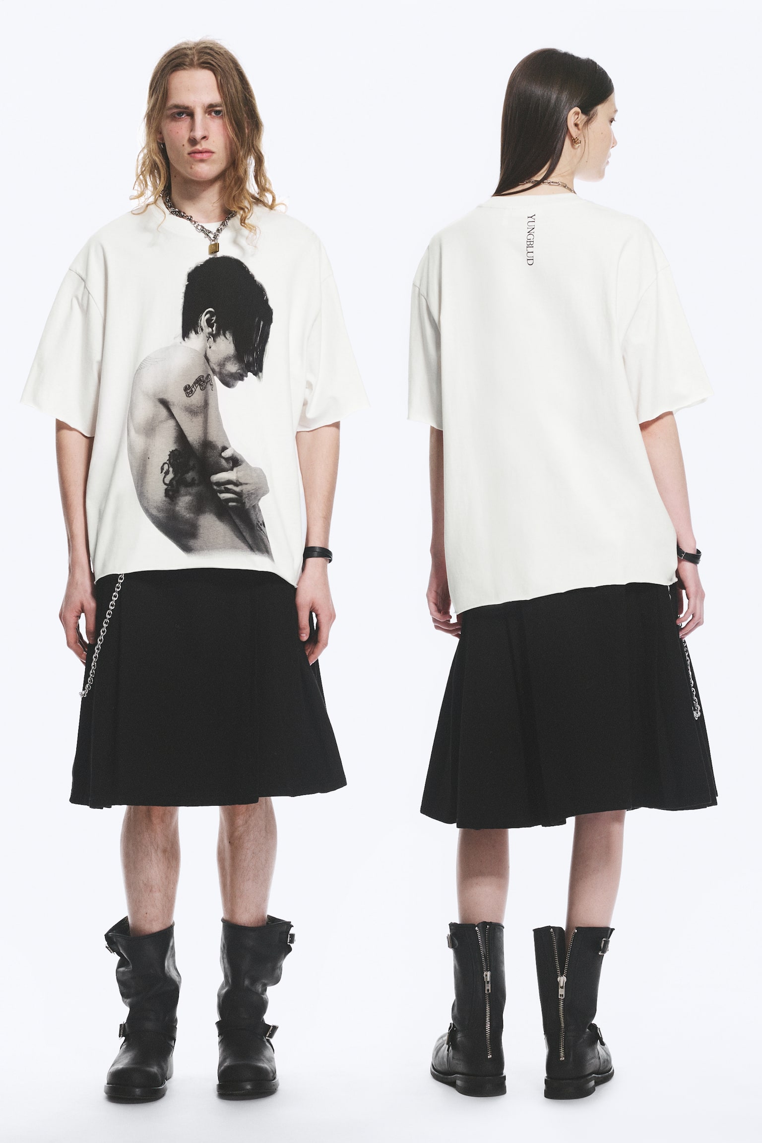 Yungblud Oversized T-shirt med print - Råhvid - 1