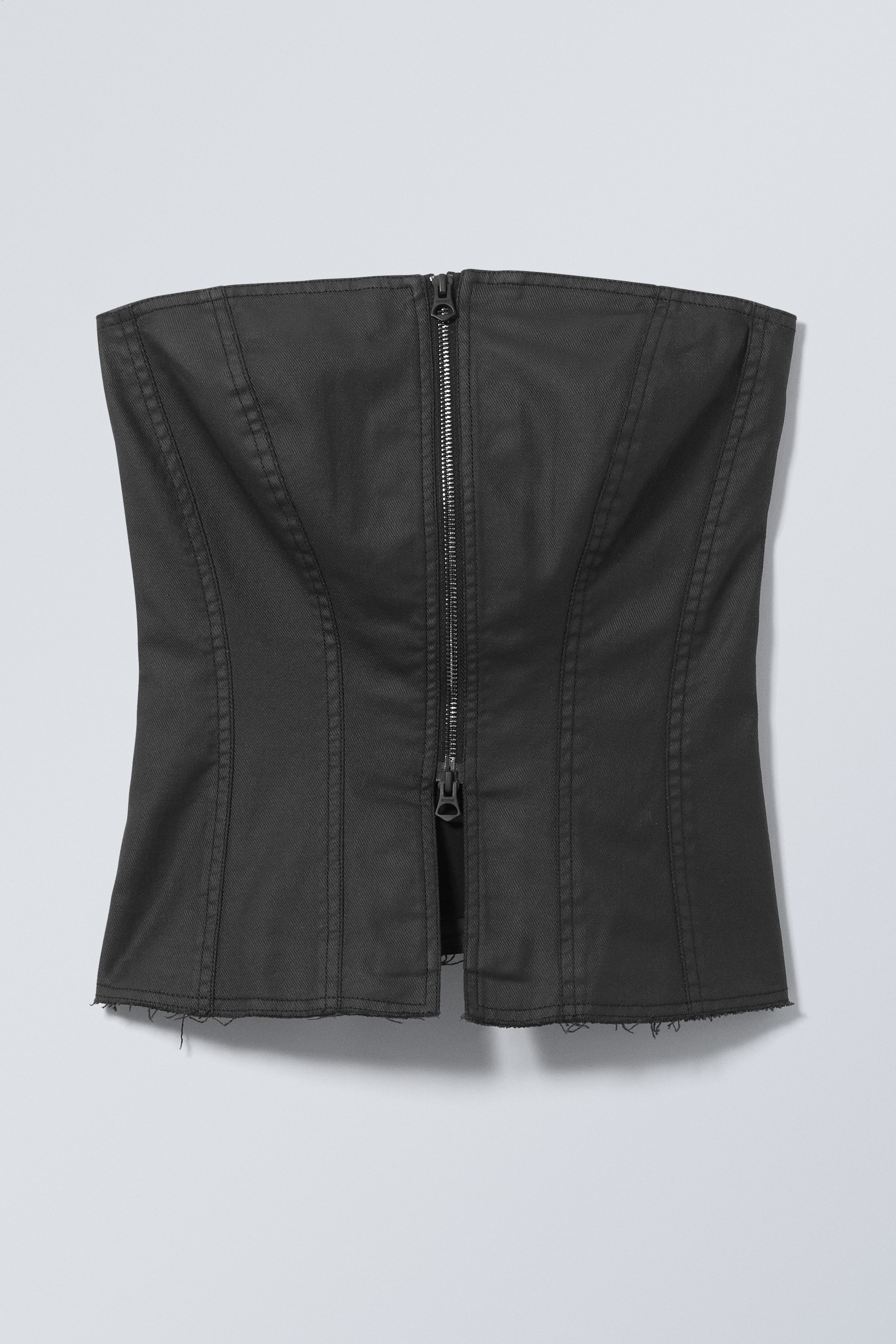 Coated Black - Meggie Coated Zip Corset - 0