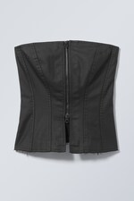 Coated Black - Meggie Coated Zip Corset - 0