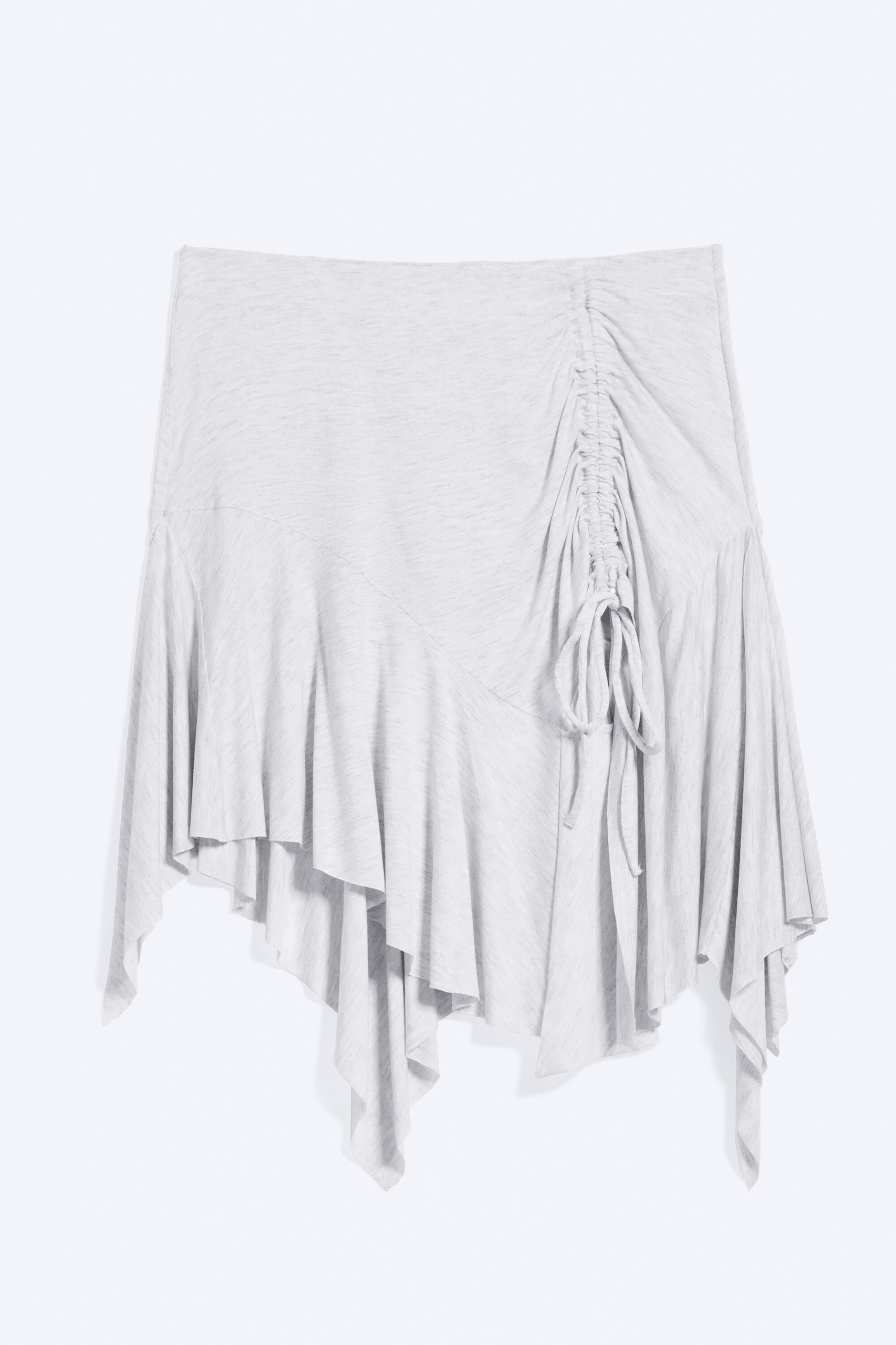 Light Grey Melange - Asymmetrical Midi Skirt - 4