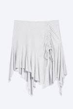 Light Grey Melange - Asymmetrical Midi Skirt - 4