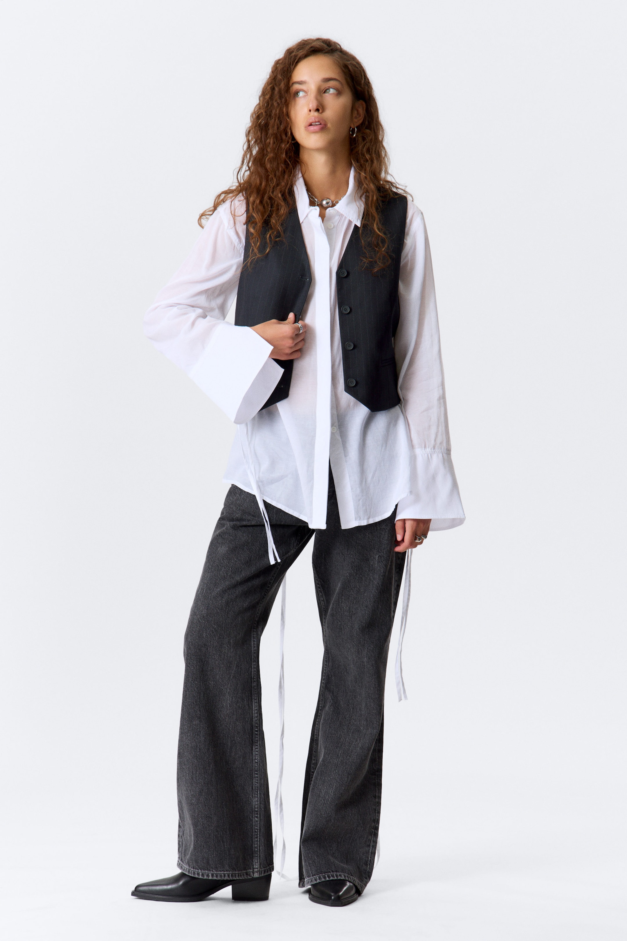 Graubraun mit Nadelstreifen - Anzugweste - 2