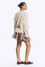Staubweiß - Braune Streifen - Longsleeve-Shirt aus Baumwolle - 3