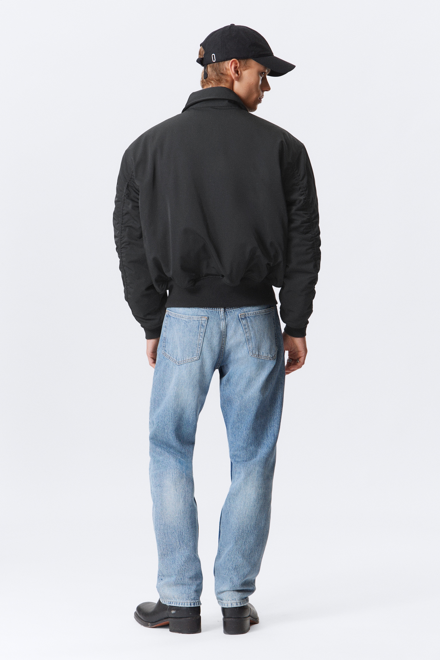 Blouson aviateur matelassé en sergé - Noir/Vert olive poudré - 7