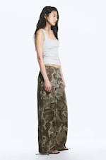 Khaki Green - Camo - Low Rise Baggy Ripstop Trousers - 3