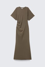 Dark Mole - Gathered Short-Sleeved Maxi Dress - 4