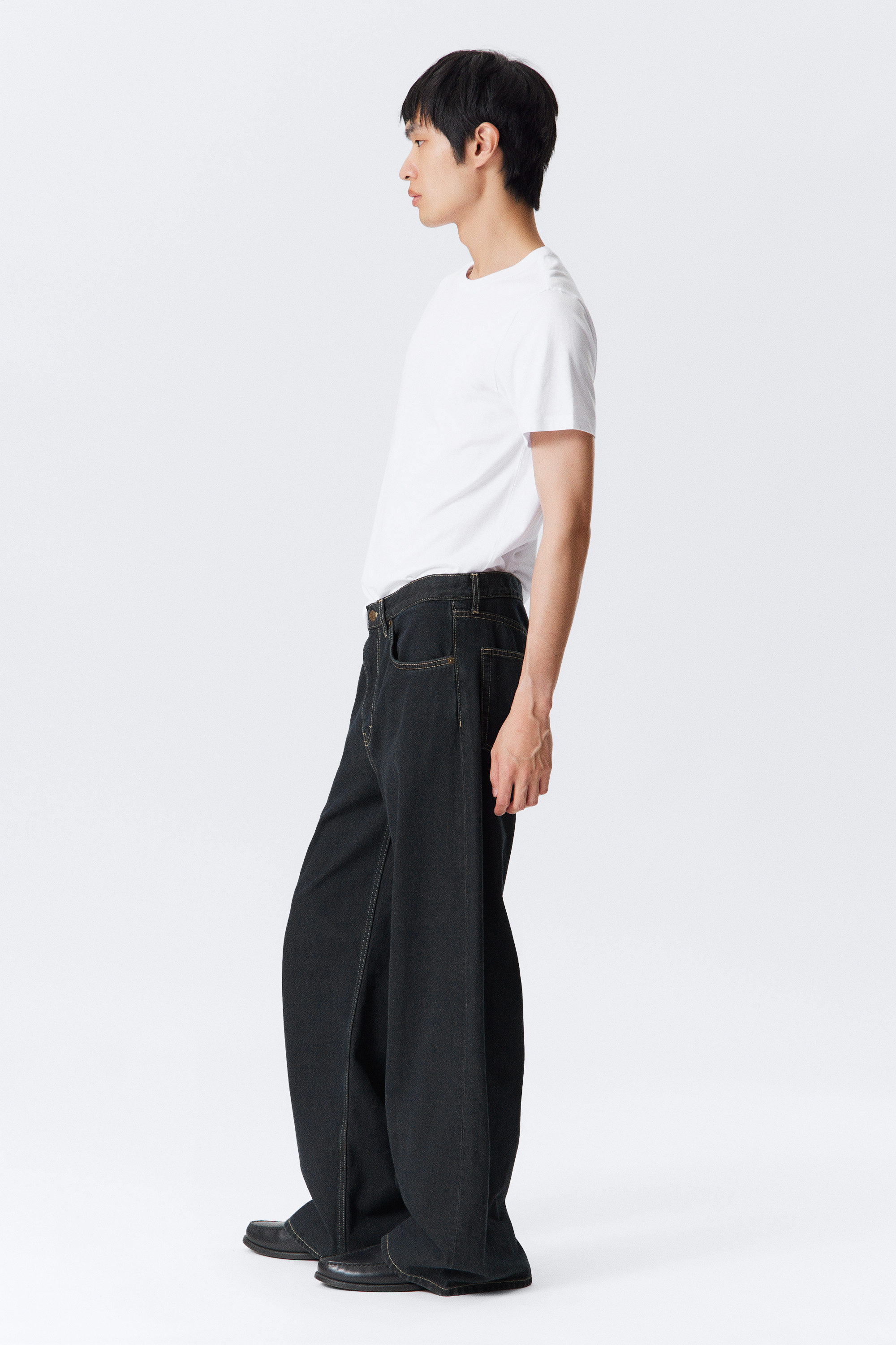 Emerald Rinse - Dark Blue - Solar Loose Wide Leg Unisex Jeans - 5