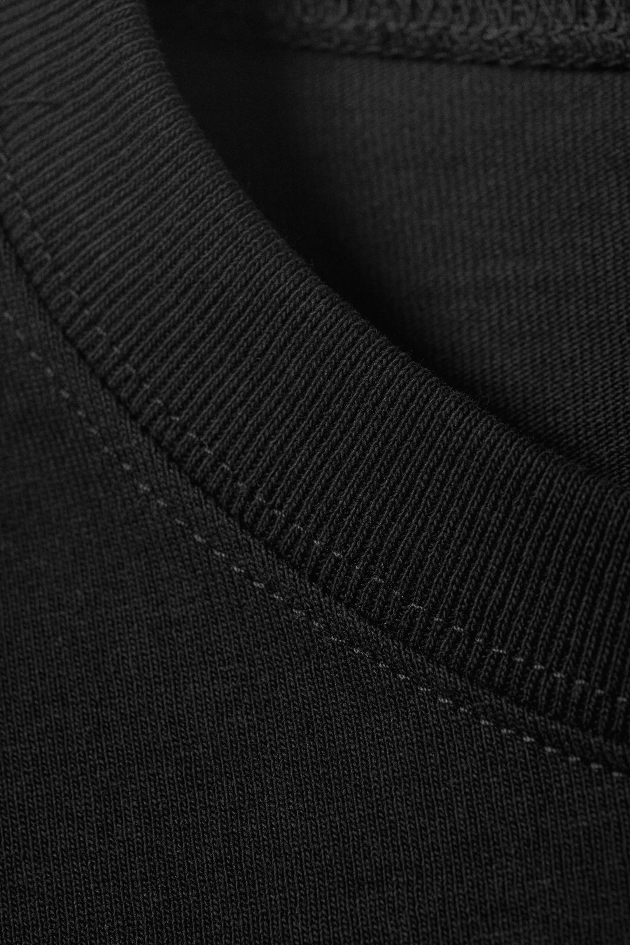 Black - Oversized Short-Sleeved Cotton T-shirt - 2