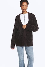 Motif zèbre marron foncé - Cardigan oversize à col en V - 1