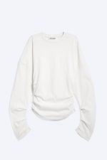 Wit - Geplooide top met lange mouwen - 0