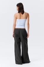 Light Blue - Fitted Strappy Scoop Neck Singlet - 2