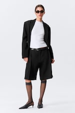 Black - Low Rise Linen-Blend Suiting Shorts - 0