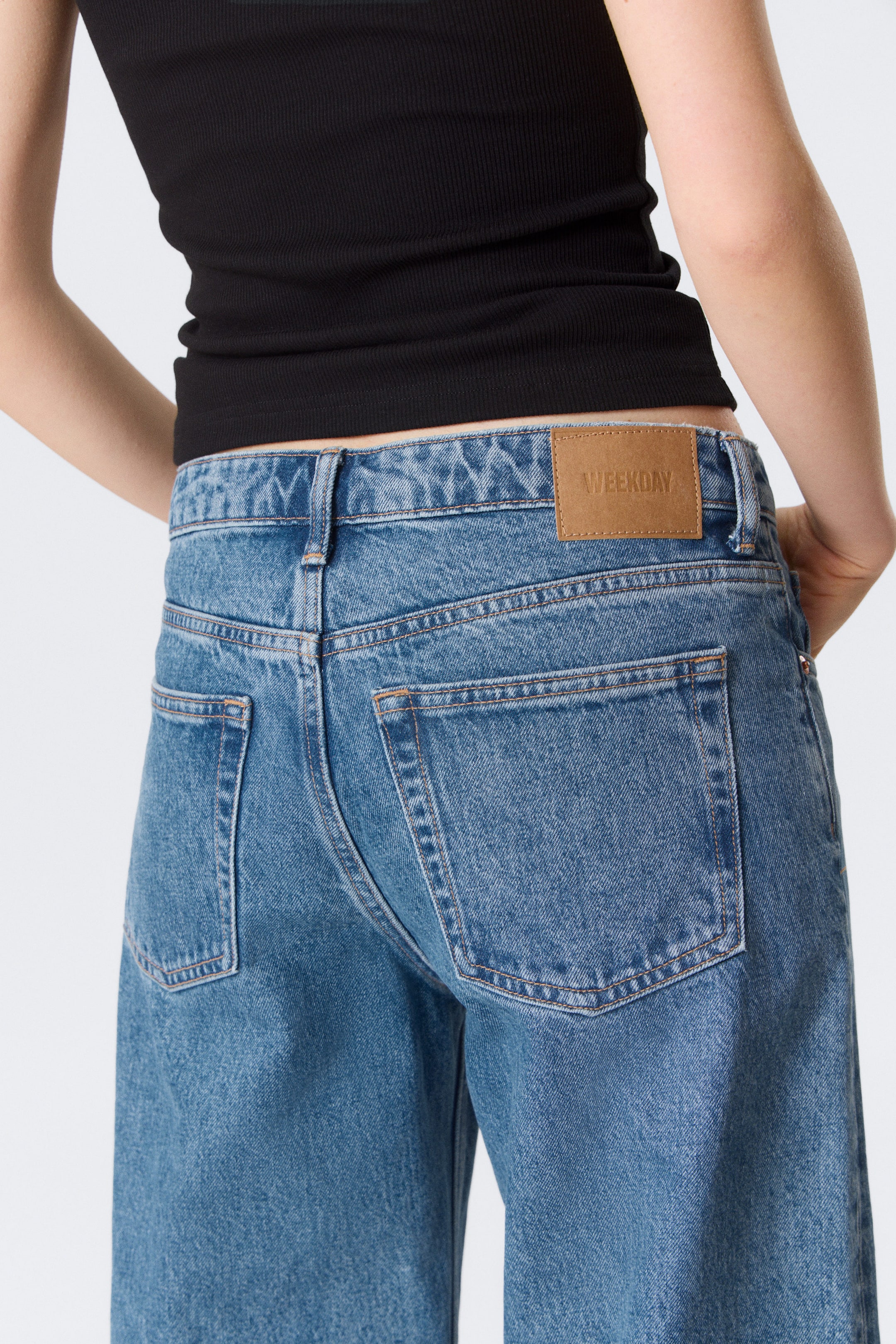 90s Blue - Medium Blue - Imoo Low Rise Loose Wide Leg Jeans - 3