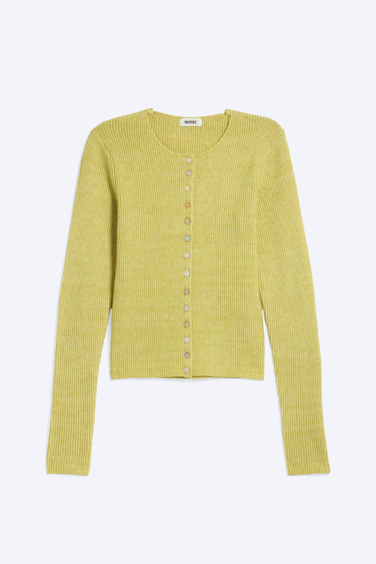 Cardigan en maille - Citron vert/Blanc cendré