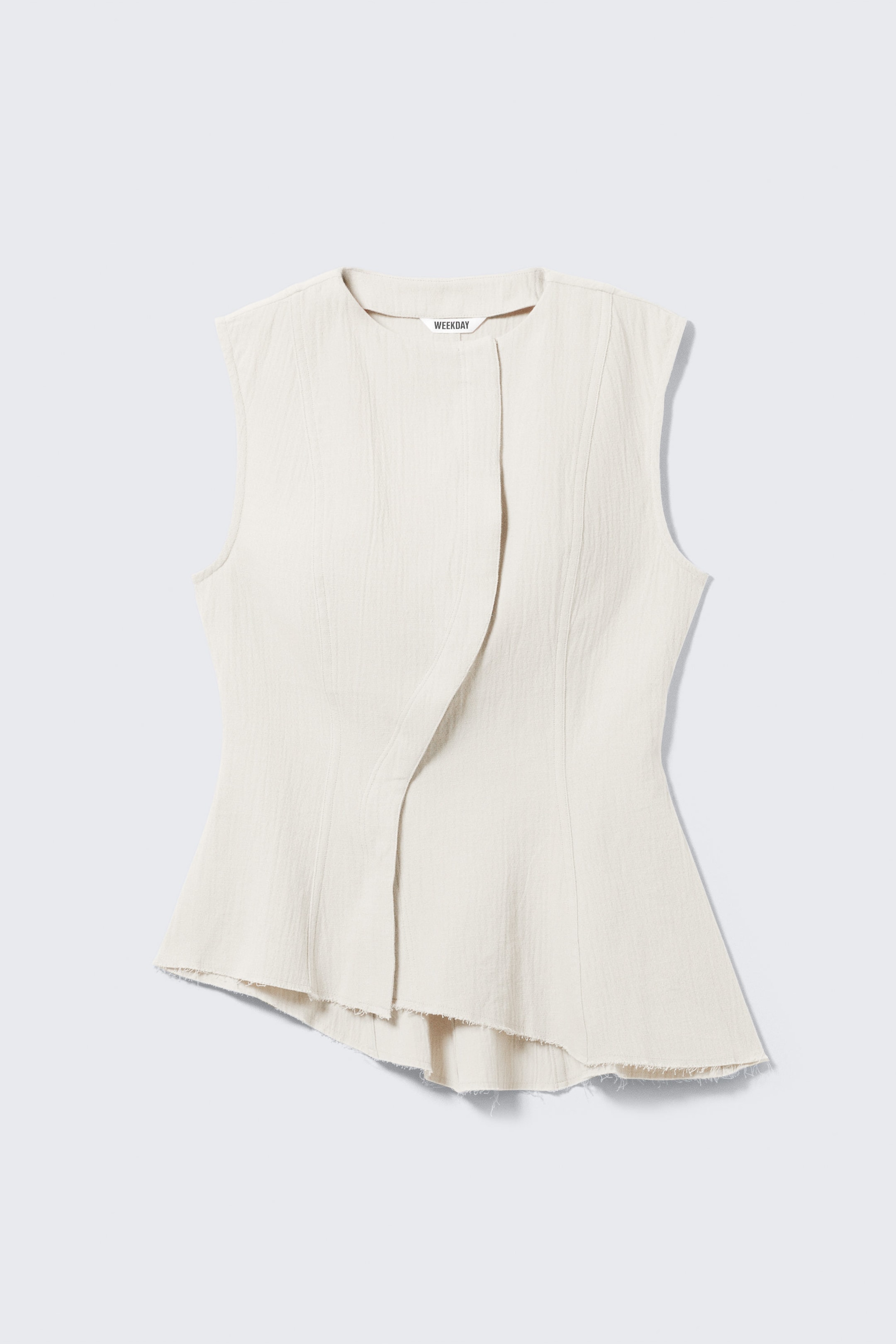 Weiß - Ärmelloses asymmetrisches Schößchen-Top - 3