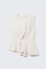 Weiß - Ärmelloses asymmetrisches Schößchen-Top - 3