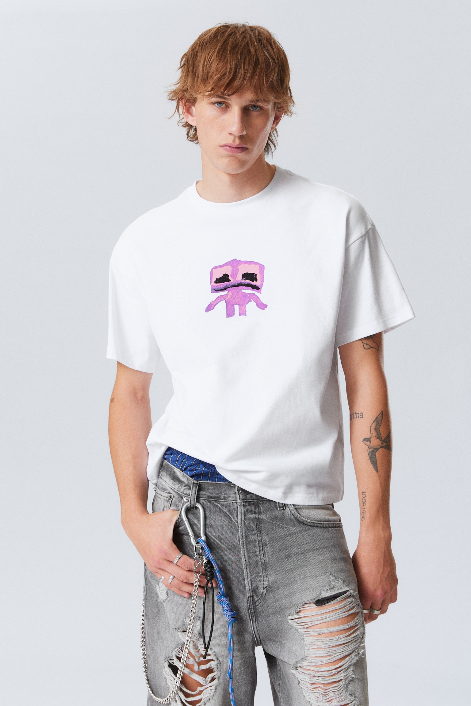 Great Boxy Printed Graphic Tee - White - Pink Sad Man/Donkerrood/White - Smilish/White - Tiger Wolf/Bright Blue - Four Man Gang/Black - Restart/Washed Black - Mizzion/White - Frog Man/Black - Biker Skull/Black - Butterskull/Dark Green - Fntsy