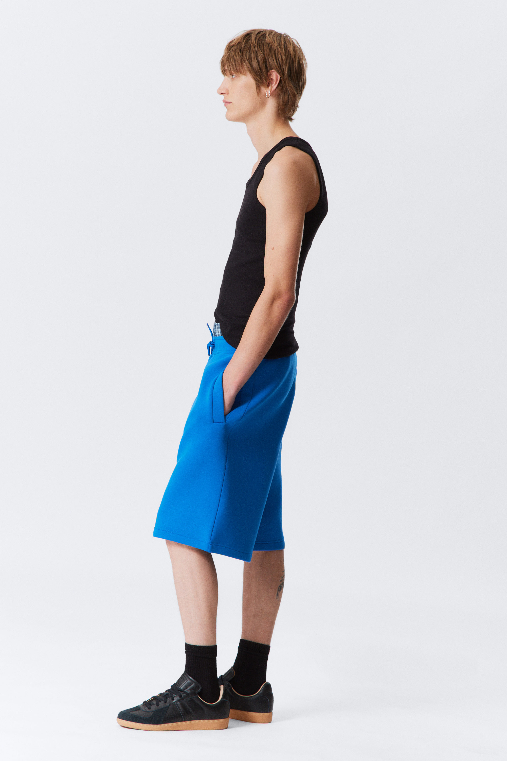 Bright Blue - Loose Fit Scuba Shorts - 2