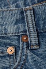 90s Blue - Medium Blue - Galaxy Mid Rise Loose Straight Leg Unisex Jeans - 7