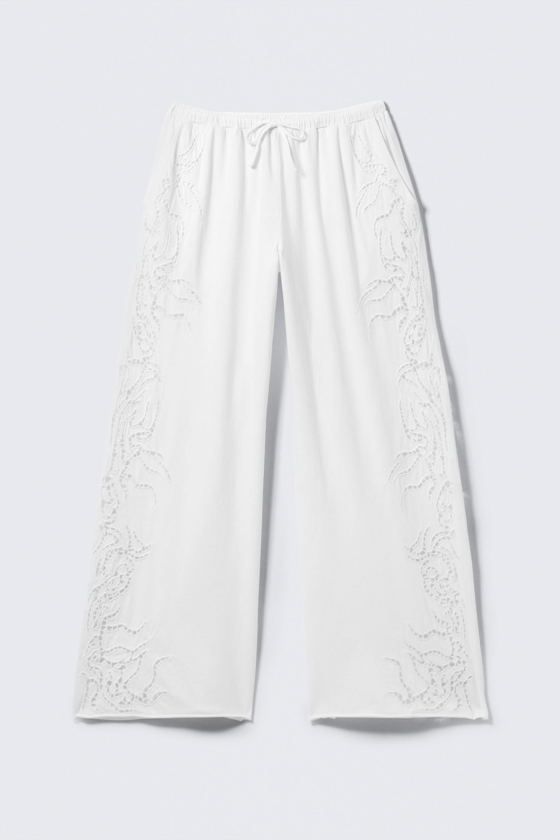 White - Broderie Anglaise Loose Fit Trousers - 4