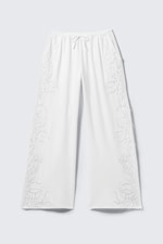 White - Broderie Anglaise Loose Fit Trousers - 0