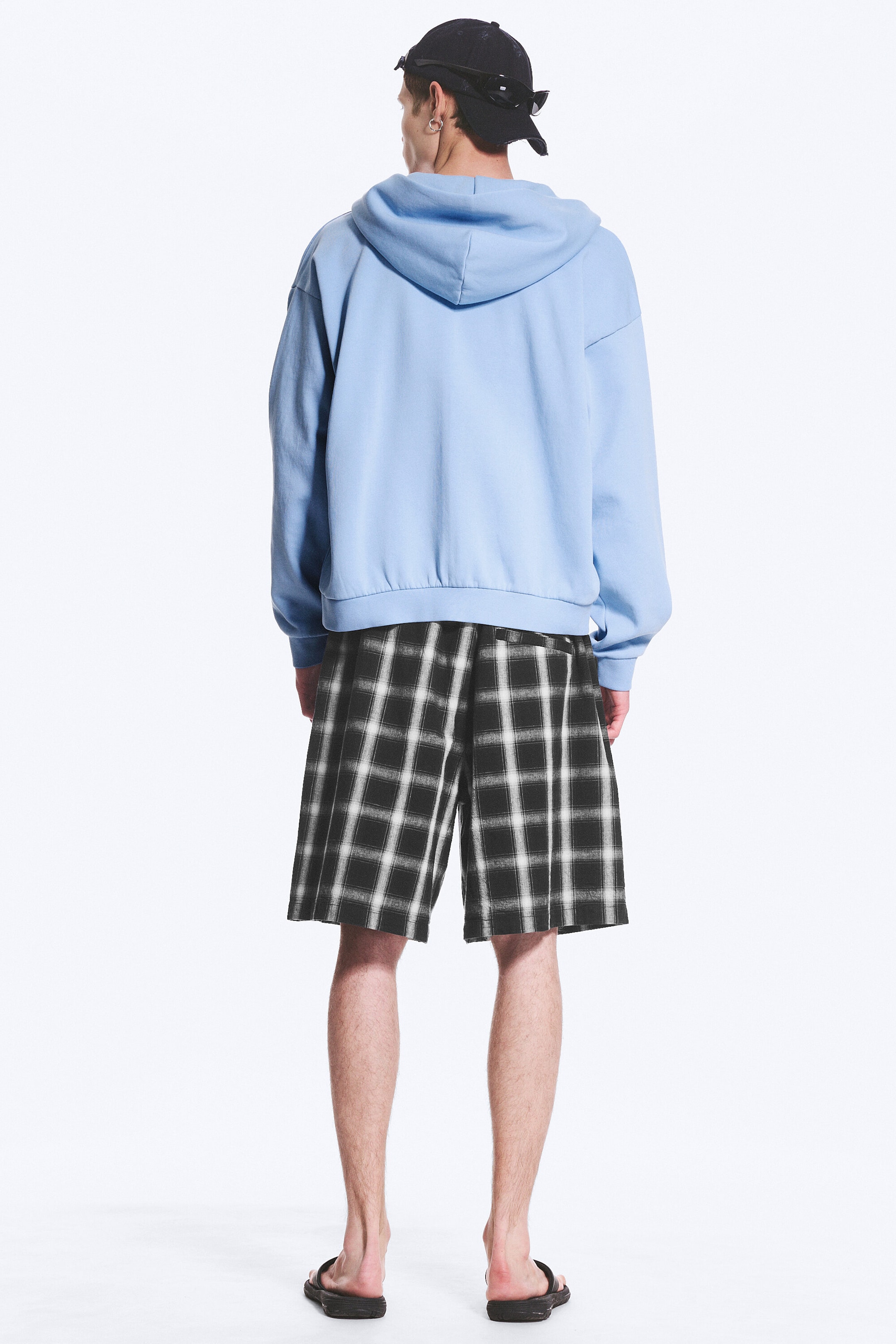Verwaschenes Hellblau - Weit geschnittener Zip-Hoodie - 3