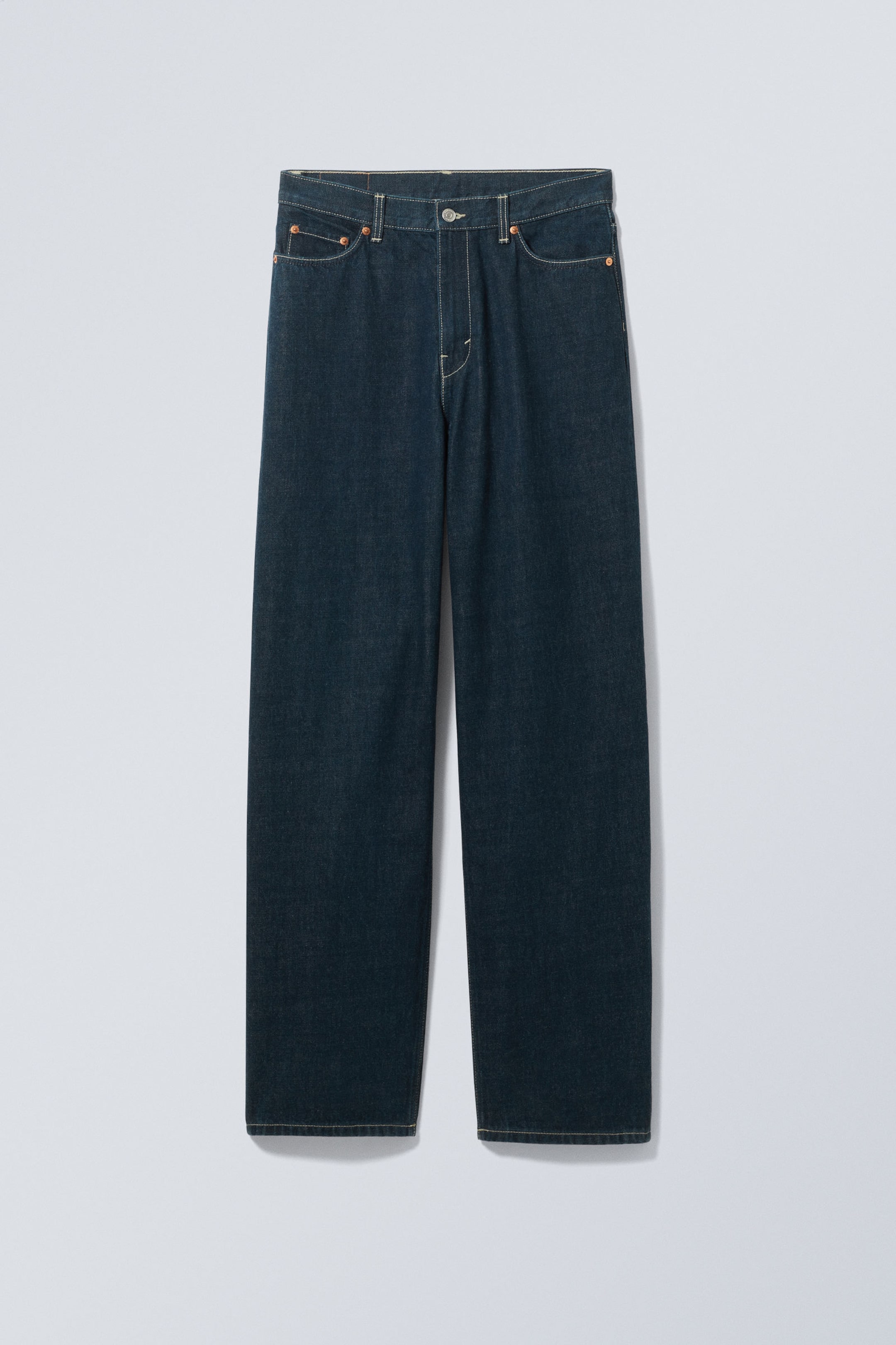 Blue Rinse - Dark Blue - Rail Mid Rise Loose Wide Leg Jeans - 5