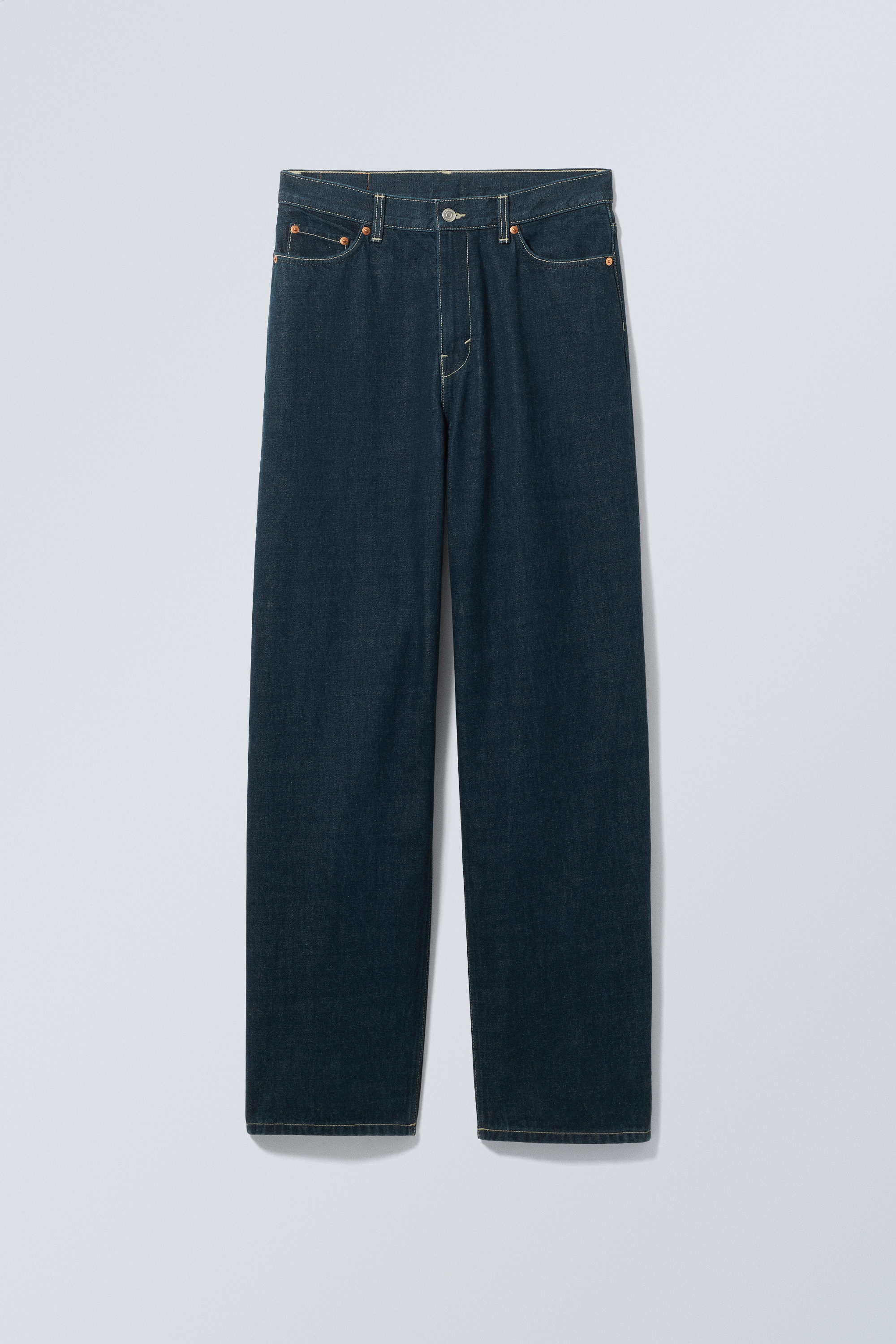 rail mid rise loose wide jeans - Blue Rinse - Dark Blue | Weekday WW