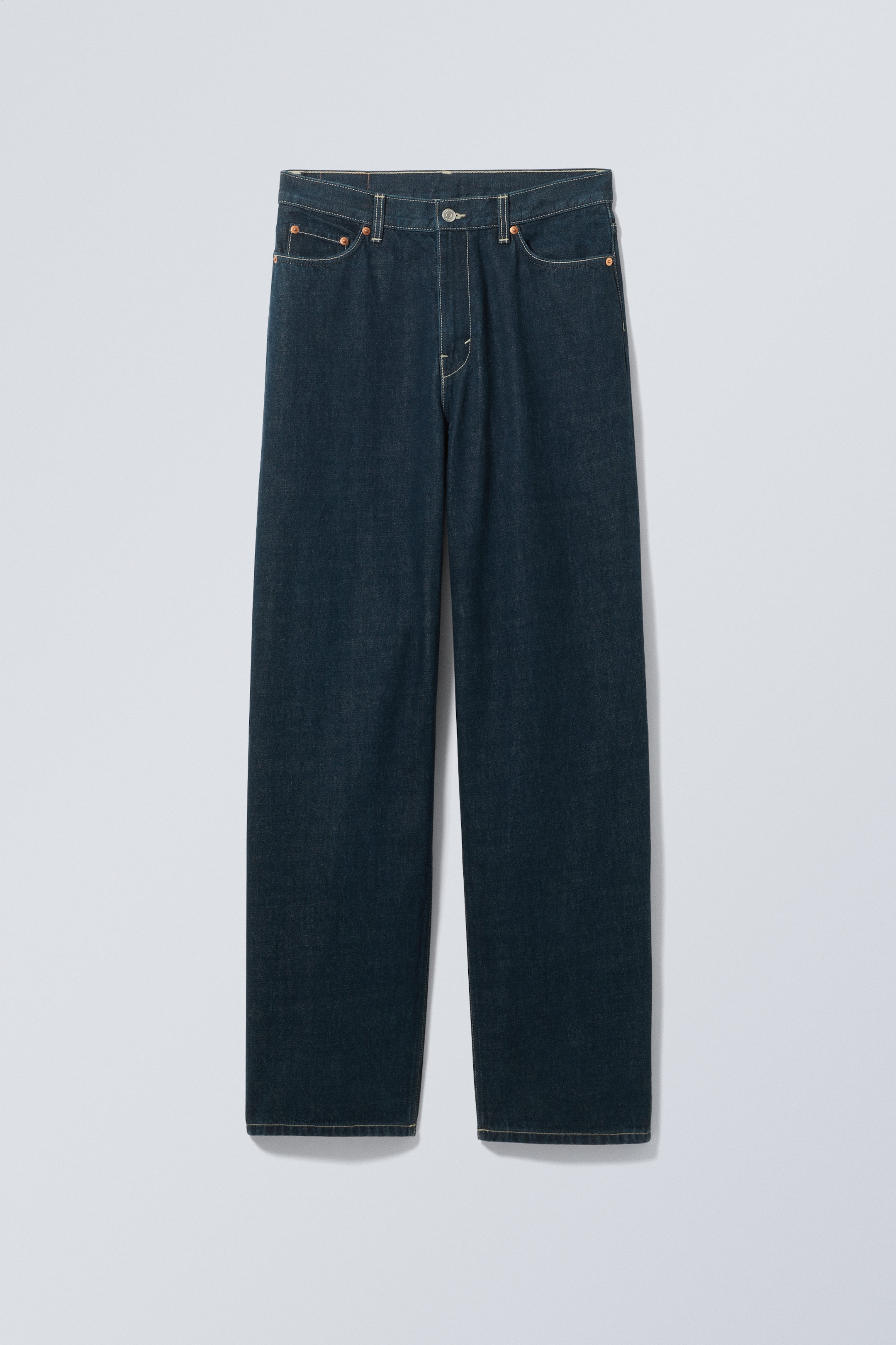 Blue Rinse - Dark Blue - Rail Mid Rise Loose Wide Leg Jeans - 5