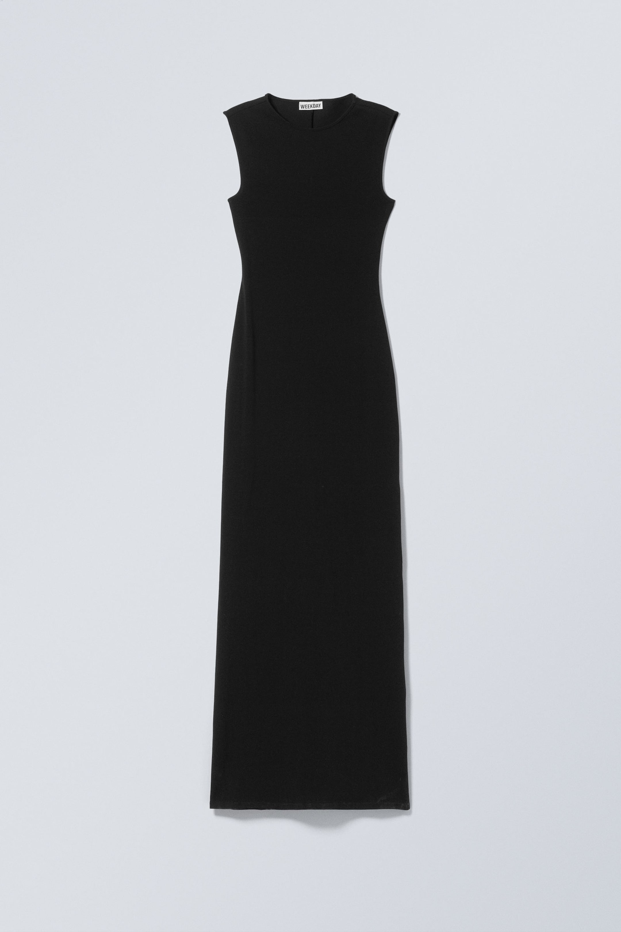 Black - Sleeveless Cotton Jersey Maxi Dress - 3