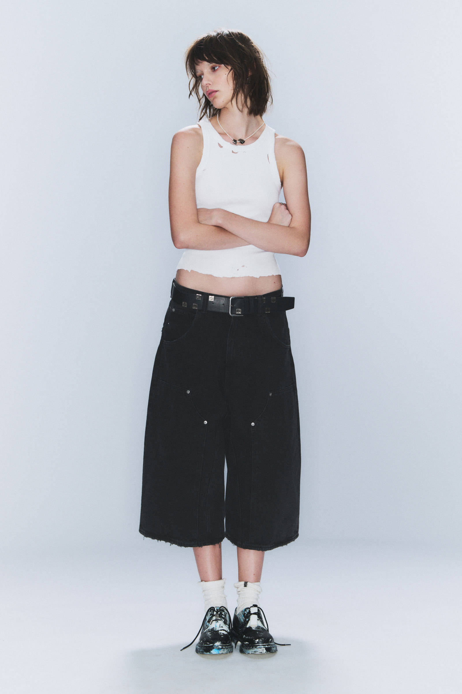 cm x lb dunno washed black unisex carpenter jorts - Washed