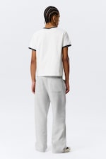 Binding Wit - Zwart - Katoenen T-shirt met contrasterende boord en korte mouwen - 3